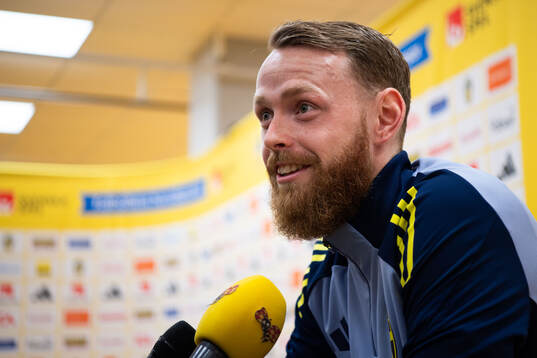 Goalkeeper Viktor Johansson of the Swedish men's football