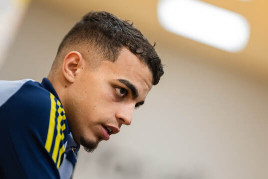 Yasin Ayari of the Swedish men’s national football team in a mixed zone