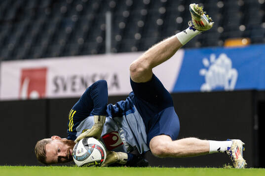 goalkeeper Viktor Johansson of the Swedish men's football