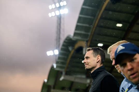 Head coach Daniel Bäckström of Sweden ahead the UEFA European Under-21 Qualifier football match between Sweden and Georgia