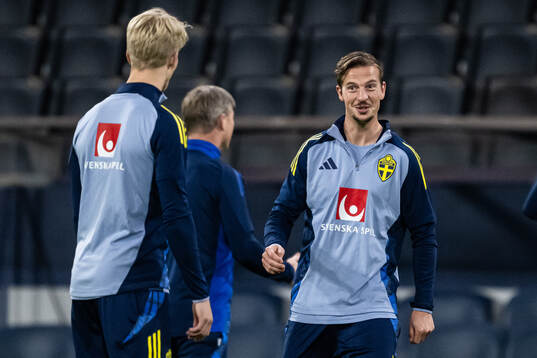 Simon Olsson of the Swedish men's football national team at a training session