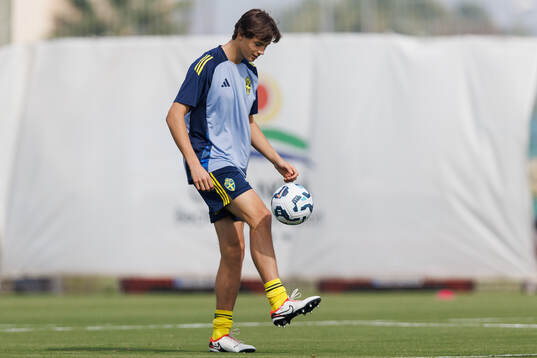 John Mellberg of Sweden ahead of the international friendly under-21 football match between Sweden and USA on October 11, 2024 in Valencia. 
