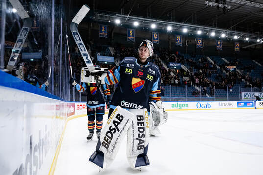 Djurgårdens målvakt Hugo Hävelid jublar