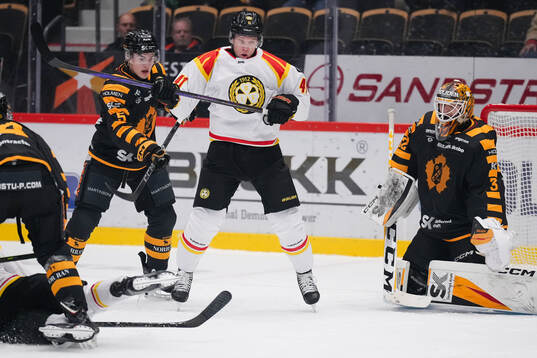 Skellefteås Axel Sandin Pellikka och målvakt Linus