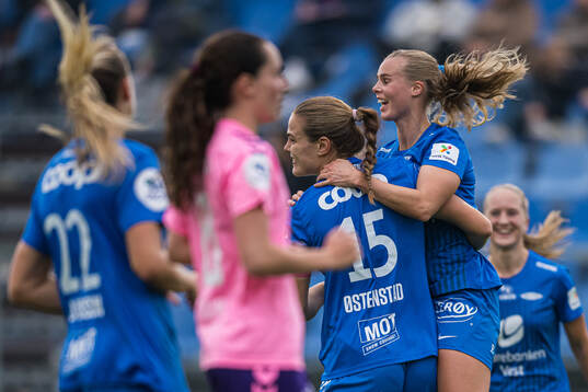 Marthine Østenstad of Brann celebrates after scoring the 1-2 goal