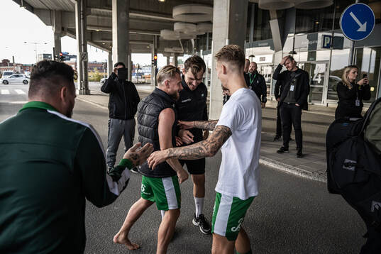 Hammarbys Simon Strand och Fredrik Hammar jublar