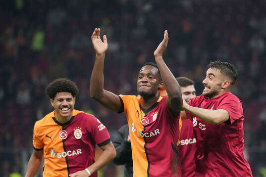 Players of Galatasaray celebrate