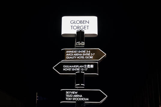 Skylt på Globen Torget