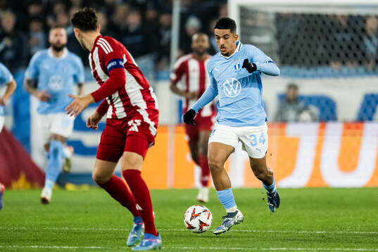 Zakaria Loukili of Malmö FF celebrating