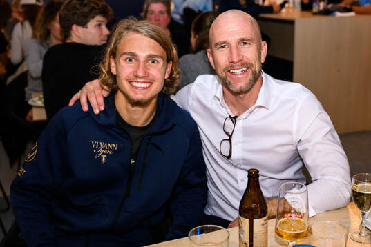 Malmö FFs tränare Henrik Rydström och Sebastian Nanasi på guldbanketten