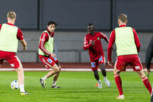 Skövdes spelare värmer upp