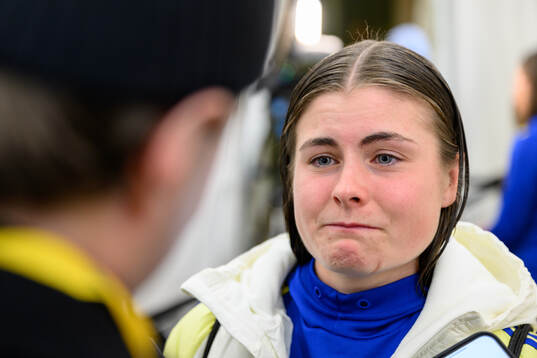 Hanna Wijk of Sweden gets emotional