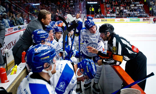 Leksands tränare Charles Berglund, Patrik Zackrisson och