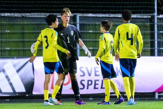 Goalkeeper Svante Stangenberg of Sweden celebrates