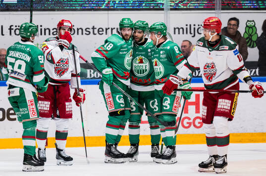 Rögles Dennis Everberg, Josh Dickinson och Linus Sandin