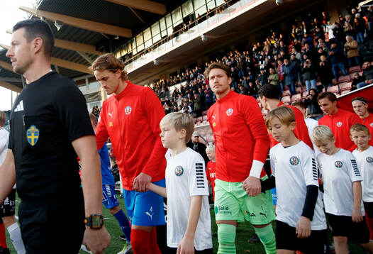 Helsingborgs Thomas Pauck Rogne och målvakt Kalle Joelsson