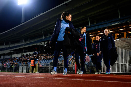 Malmö FFs Anna Welin, Alexia Mitkovska och målvakt Julia