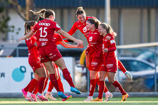 Amalie Vevle Eikeland of Brann celebrates after scoring the 0-2 goal