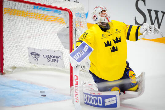 Goaltender Jacob Johansson of Sweden