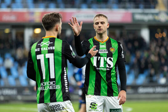 GAIS Edvin Becirovic och Gustav Lundgren jublar