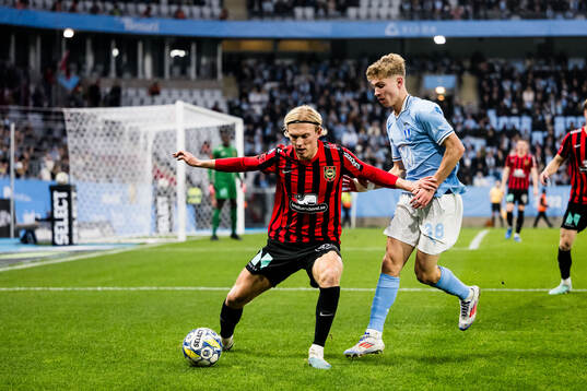 Malmö FFs Hugo Bolin och Brommapojkarnas Alexander Jensen