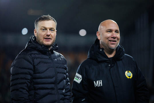 Hammarbys tränare Kim Hellberg och sportchef Mikael Hjelmberg
