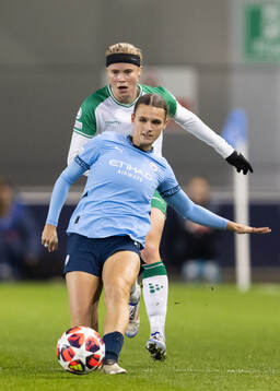 Kerstin Casparij of Manchester City and Julie Blakstad of Hammarby