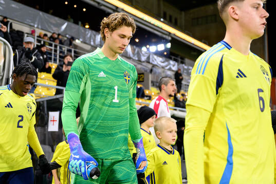 goalkeeper William Nieroth Lundgren of Sweden ahead the under-19 Euro Qualifier football match between Georgia and Sweden