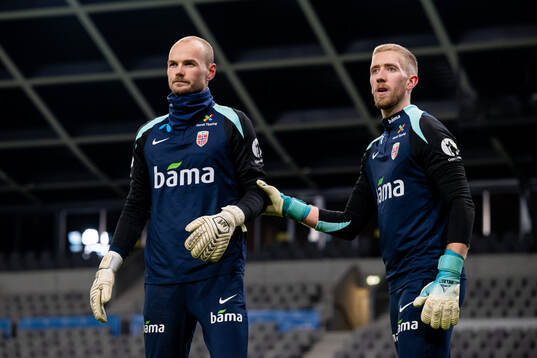 Goalkeepers Viljar Myhra and Egil Selvik of the Norwegian national football team