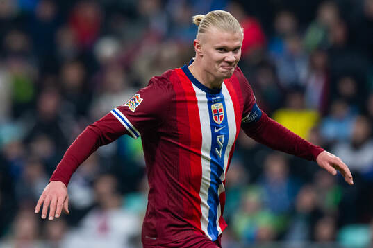 Erling Braut Haaland of Norway celebrates after scoring 1-2