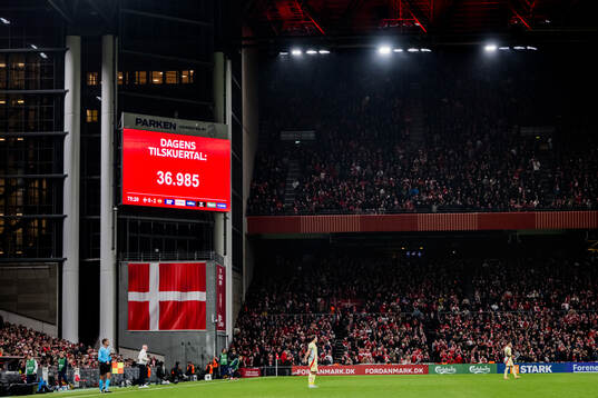 General view of Parken stadium with number of spectators