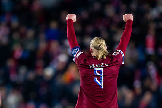 Erling Braut Haaland of Norway celebrates scoring 1-0