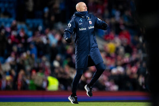 Head coach Ståle Solbakken of Norway celebrates