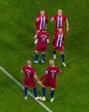 Erling Braut Haaland of Norway celebrates with teammates