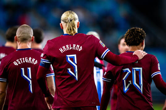 Erling Braut Haaland of Norway celebrates scoring 4-0