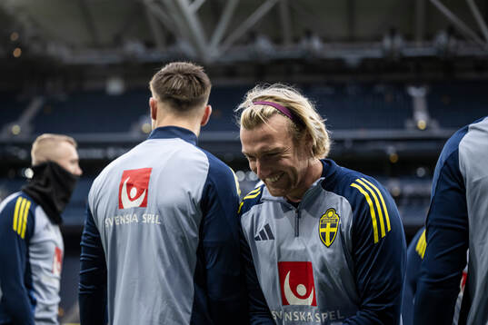 Emil Forsberg of the Swedish men's national football team at a training session