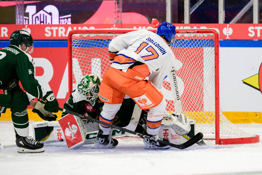 Goaltender Maxime Lagacé of Färjestad and Nicholas