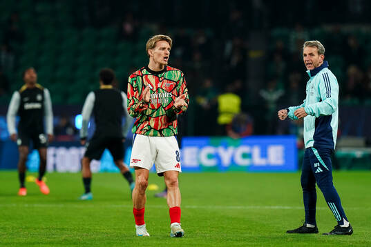 Martin Ødegaard of Arsenal ahead of the Champions League football match between Sporting Lisbon and Arsenal on November 26, 2024 in Lissabon. 