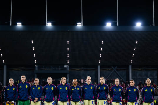 Kosovare Asllani, goalkeeper Zecira Musovic, Jonna Andersson, Hanna Lundkvist, Magdalena Eriksson, Madelen Janogy, Stina Blackstenius, Nathalie Björn, Filippa Angeldahl, Johanna Rytting Kaneryd and Hanna Bennison of Sweden