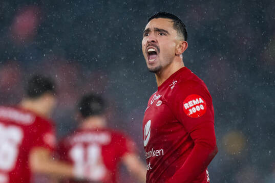 Niklas Castro of Brann celebrates after scoring 1-1 during the Eliteserien football match between Brann and Viking on December 1, 2024 in Bergen. 
