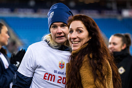 Ada Stolsmo Hegerberg of Norway and Lise Klaveness,