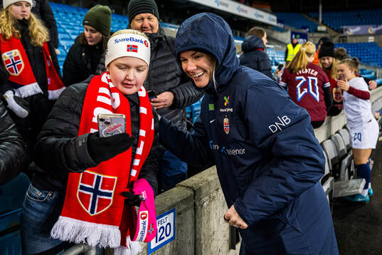 Ada Stolsmo Hegerberg of Norway with a fan