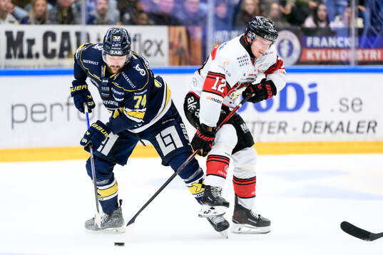HV71s Sean Day och Malmö Redhawks Linus Öberg