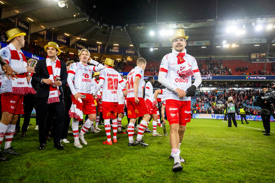 Brandur Hendriksson Olsen of Fredrikstad celebrates
