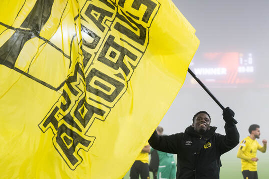 Michael Baidoo of Elfsborg celebrates