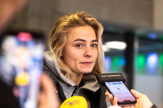 Fridolina Rolfö of Barcelona in the mixed zone