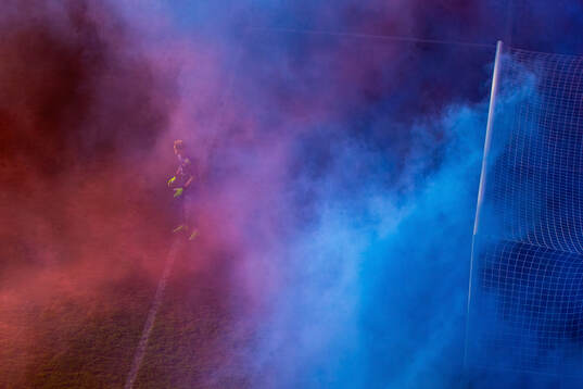 This picture is part of Bildbyrån’s selection of best sports photos from 2024. Originally published 240420 Goalkeeper Magnus Sjøeng of Vålerenga