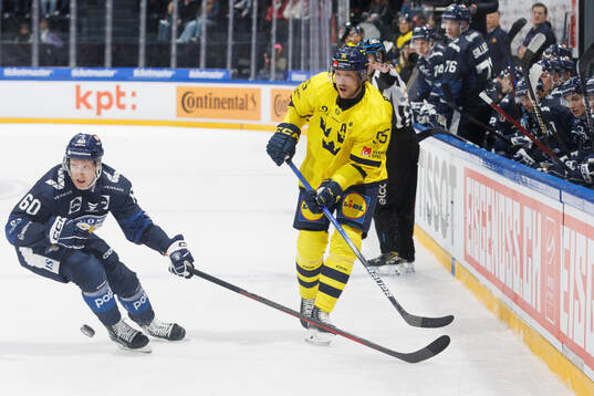 Jacob de la Rose of Sweden in the ice hockey game between