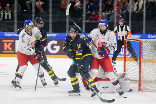 Andreas Wingerli of Sweden in the ice hockey game between