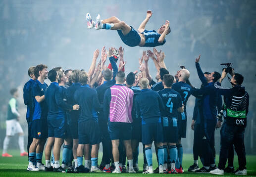 Haris Radetinac of Djurgården after, his last game, the UEFA Conference League match between Djurgården and Legia Warszawa on December 19, 2024 in Stockholm. 
